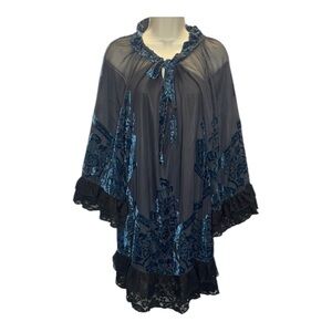 Rancho Estancia Witchy Whimsygoth Fairy Burnout Velvet Lace Hem Mini Dresss
